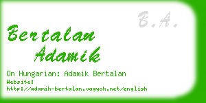 bertalan adamik business card